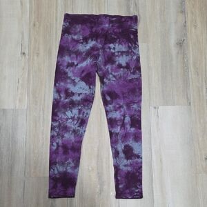 Calvin Klein Purple and Gray Tie-Dye Leggings